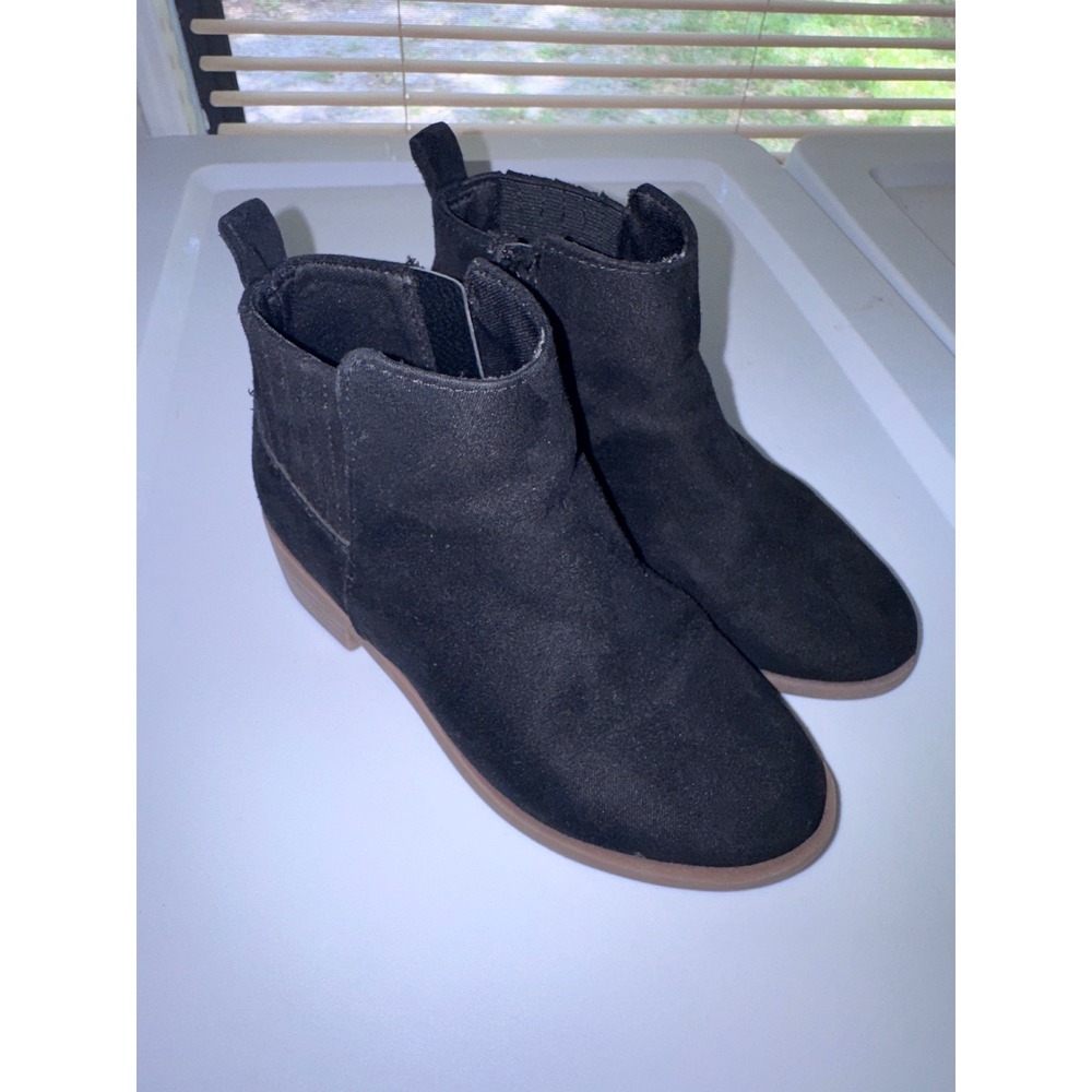 Wonder Nation Girls Black‎ Faux Suede Ankle Boots Side Zip Size 12 Kids